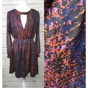 Aryn K. 100% Silk long sleeve dress